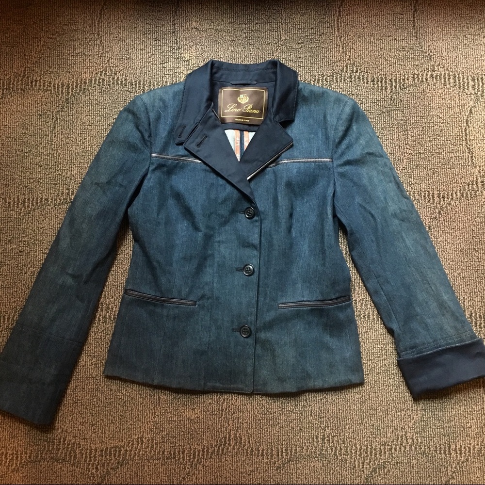 LORO PIANA - Leather Trim blazer jacket, 8 - Picture 3 of 5